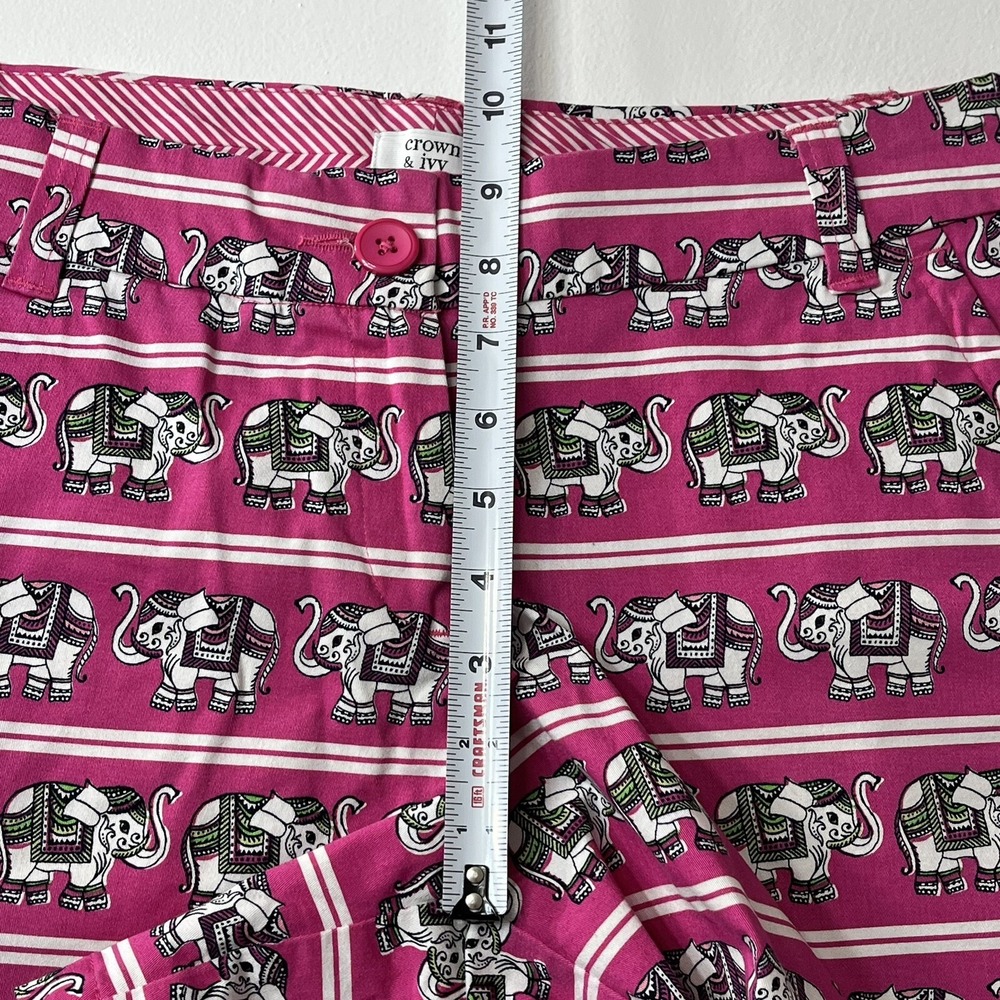 Crown Ivy Pink Elephant Print Shorts Women's Size 4 Flat Front Casual Shorts - Picture 4 of 8